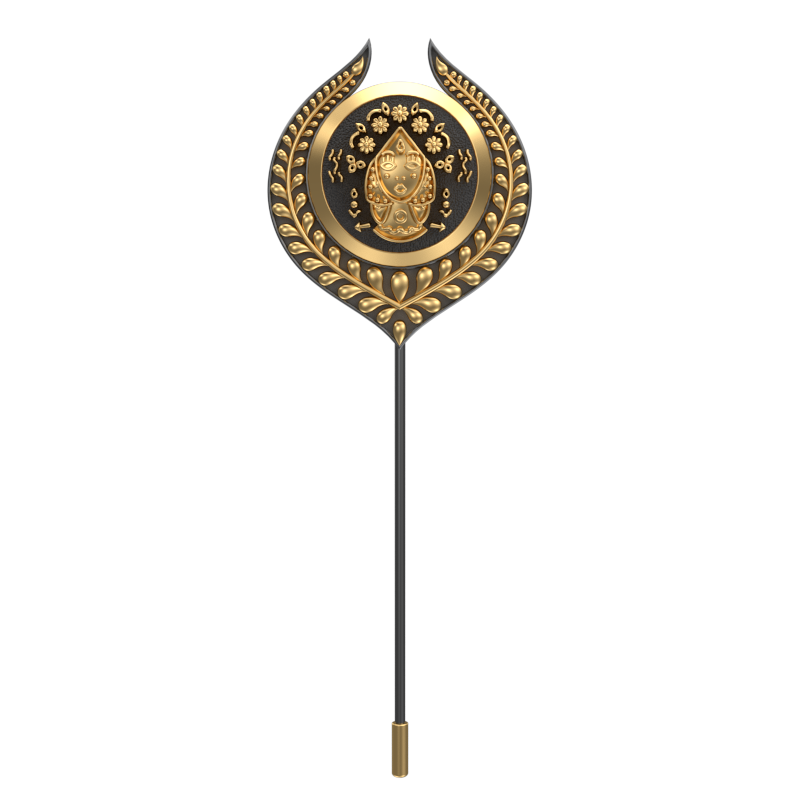 Virgo Zodiac, Leaf Constellation Lapel with 18kt Gold & Black Ruthenium Plating and Enamel on Brass.
