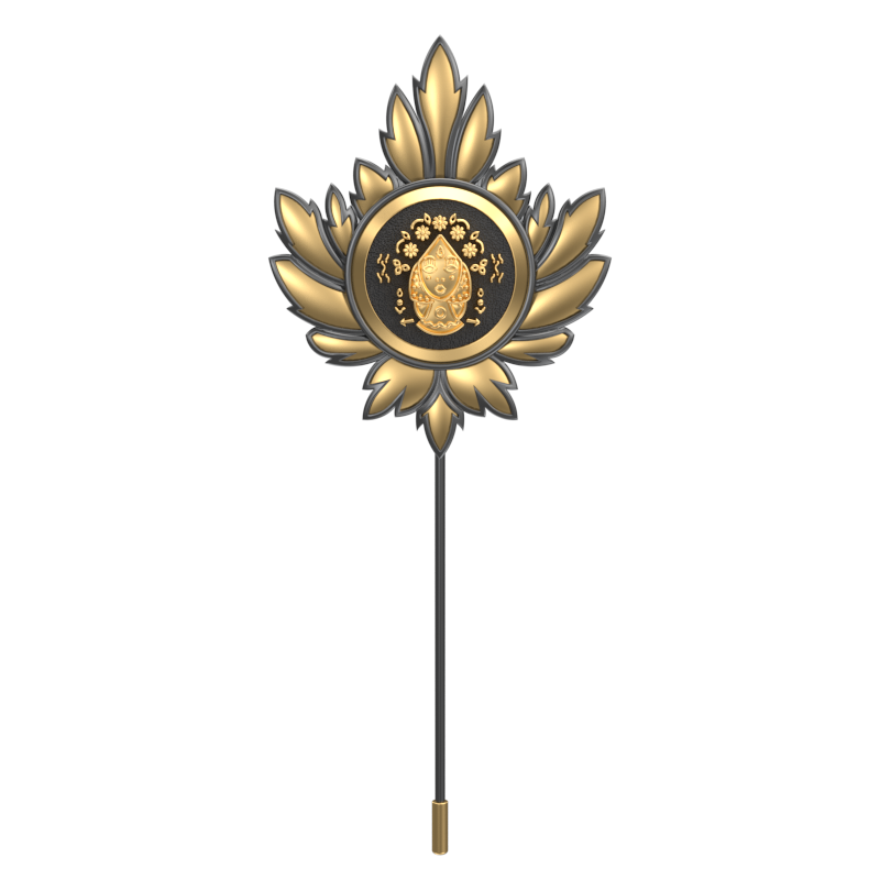 Virgo Zodiac, Maple Constellation Lapel with 18kt Gold & Black Ruthenium Plating and Enamel on Brass.