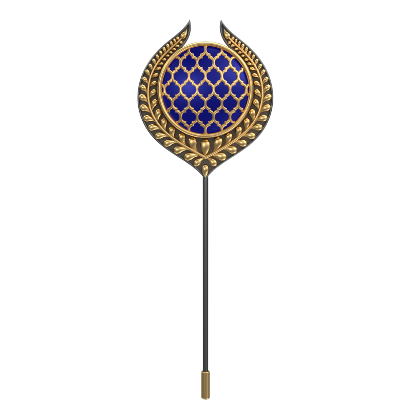 Ornate , Leaf Classic Lapel with 18kt Gold & Black Ruthenium Plating and Enamel on Brass.