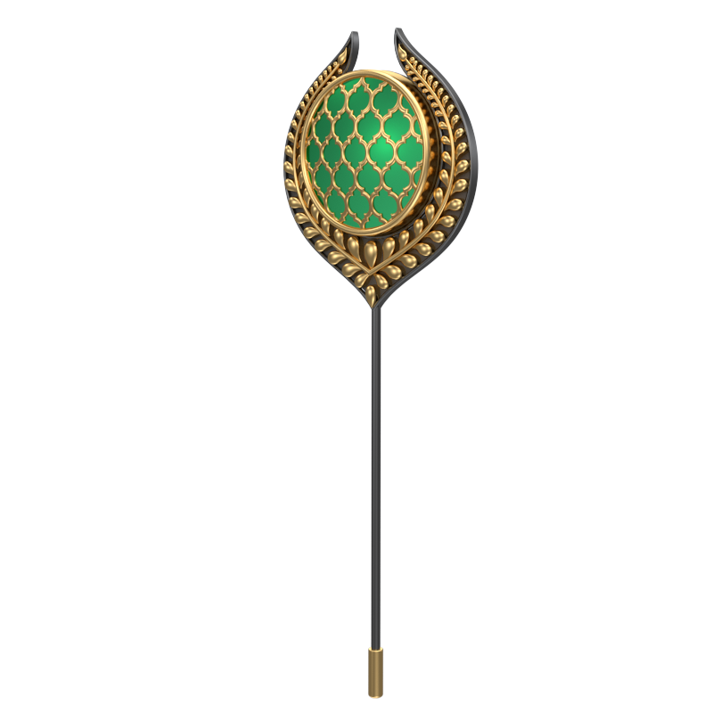 Ornate , Leaf Classic Lapel with 18kt Gold & Black Ruthenium Plating and Enamel on Brass.