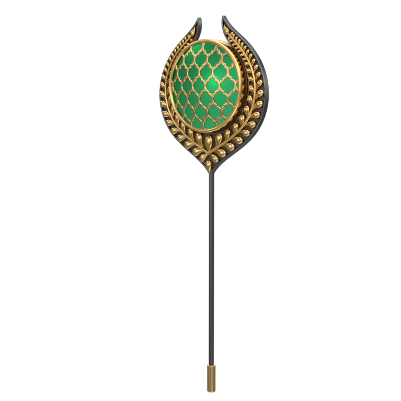 Ornate , Leaf Classic Lapel with 18kt Gold & Black Ruthenium Plating and Enamel on Brass.