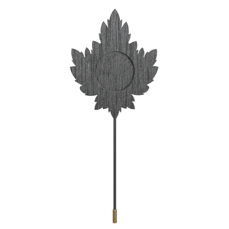 Ornate Luxe, Maple Classic Lapel with CZ Diamonds, 18kt Gold & Black Ruthenium Plating and Enamel on Brass.
