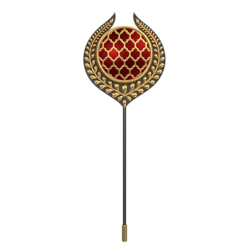 Ornate , Leaf Classic Lapel with 18kt Gold & Black Ruthenium Plating and Enamel on Brass.