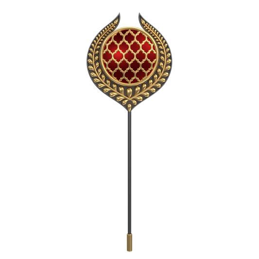 Ornate , Leaf Classic Lapel with 18kt Gold & Black Ruthenium Plating and Enamel on Brass.