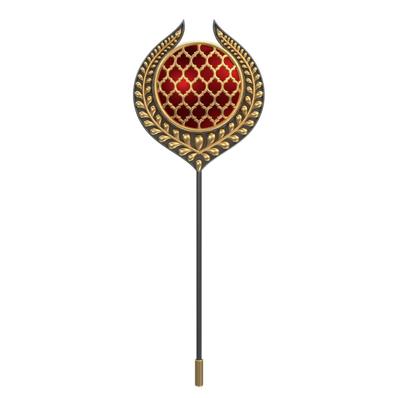 Ornate , Leaf Classic Lapel with 18kt Gold & Black Ruthenium Plating and Enamel on Brass.