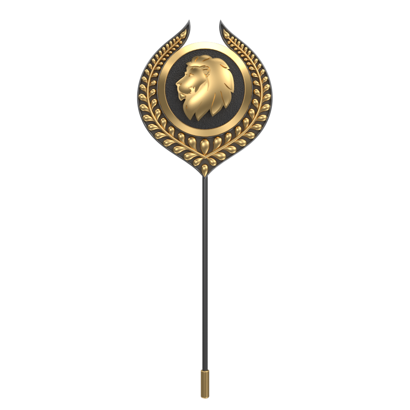 Leo Zodiac, Leaf Constellation Lapel with 18kt Gold & Black Ruthenium Plating and Enamel on Brass.