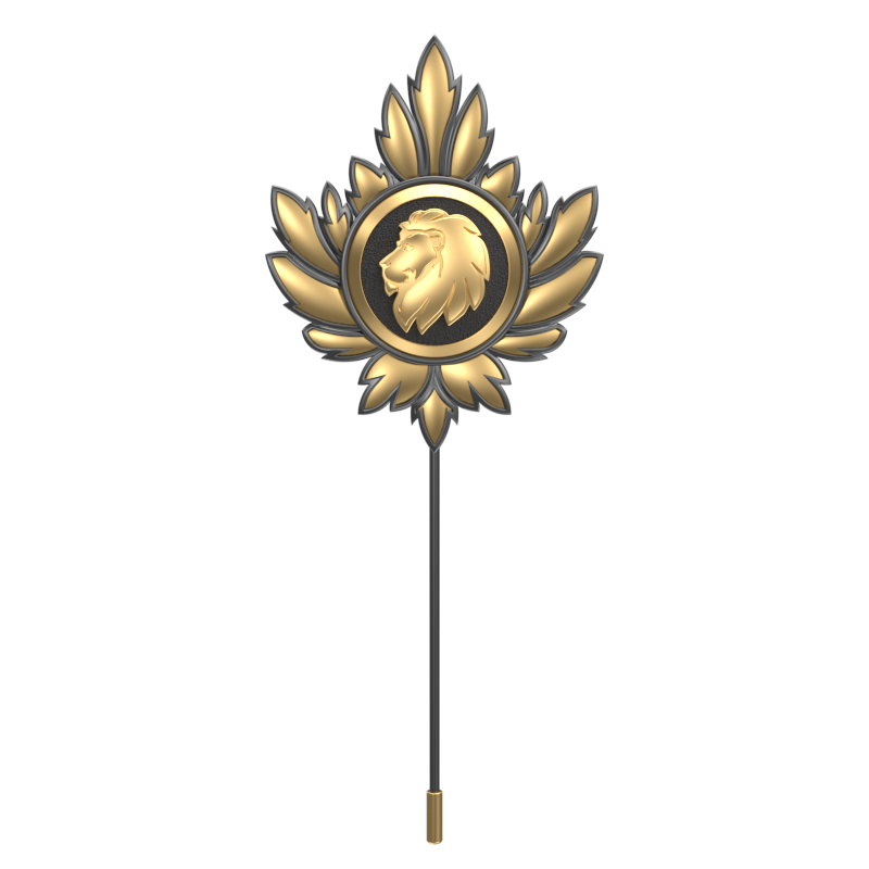 Leo Zodiac, Maple Constellation Lapel with 18kt Gold & Black Ruthenium Plating and Enamel on Brass.