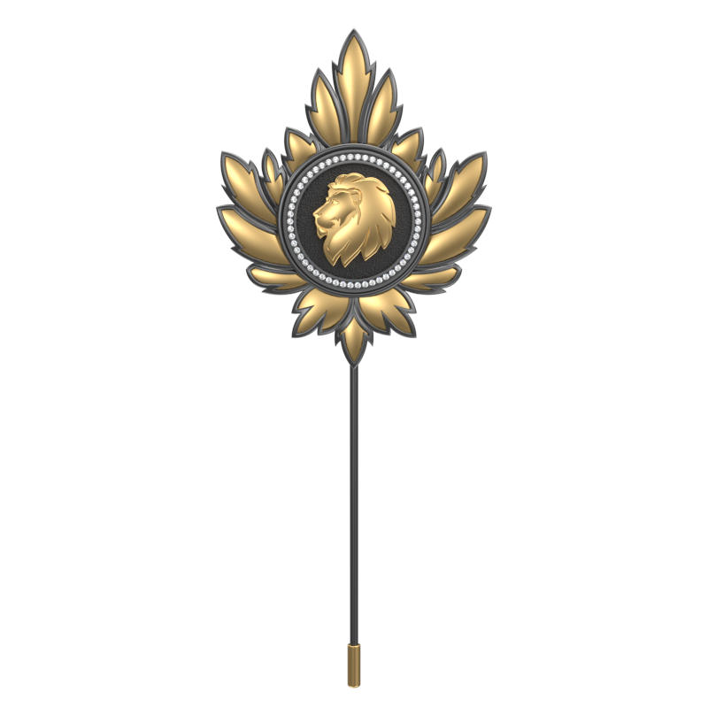 Leo Zodiac Luxe, Maple Constellation Lapel with CZ Diamonds, 18kt Gold & Black Ruthenium Plating on Brass.