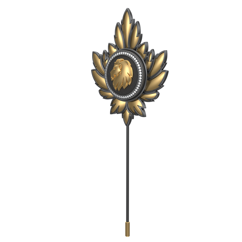 Leo Zodiac Luxe, Maple Constellation Lapel with CZ Diamonds, 18kt Gold & Black Ruthenium Plating on Brass.