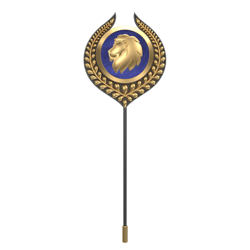 Leo Zodiac, Leaf Constellation Lapel with 18kt Gold & Black Ruthenium Plating and Enamel on Brass.