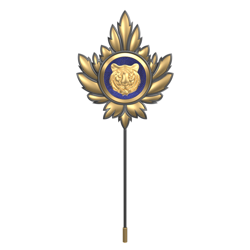 Tiger, Mapel Wild Lapel with 18kt Gold & Black Ruthenium Plating on Brass.