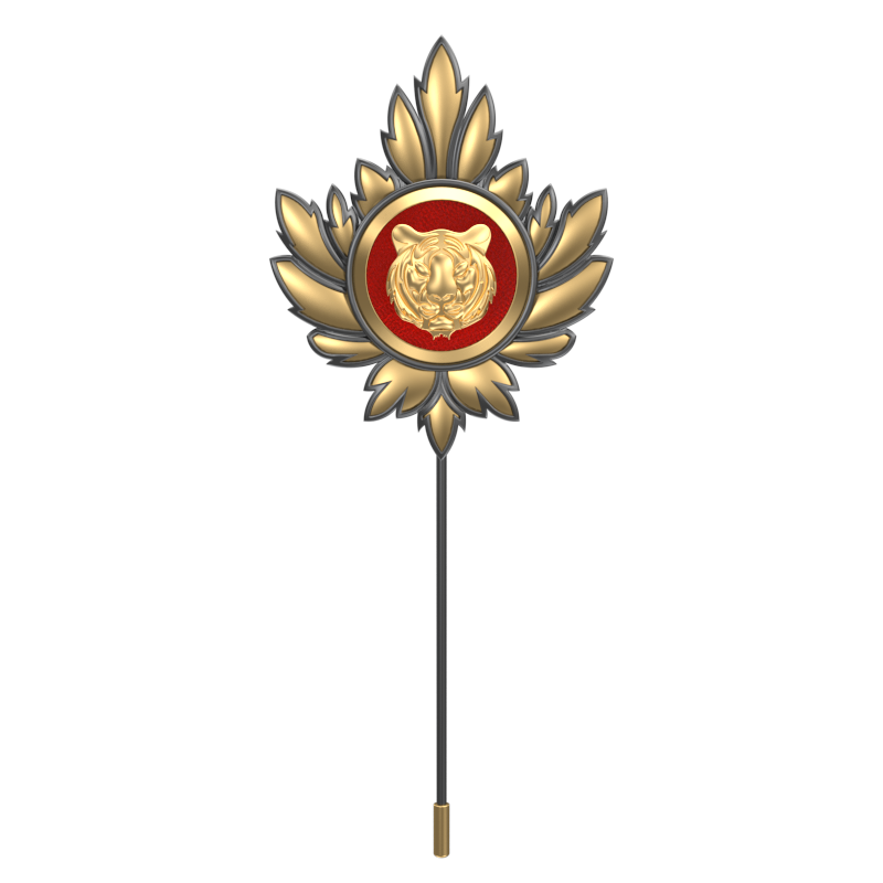 Tiger, Mapel Wild Lapel with 18kt Gold & Black Ruthenium Plating on Brass.