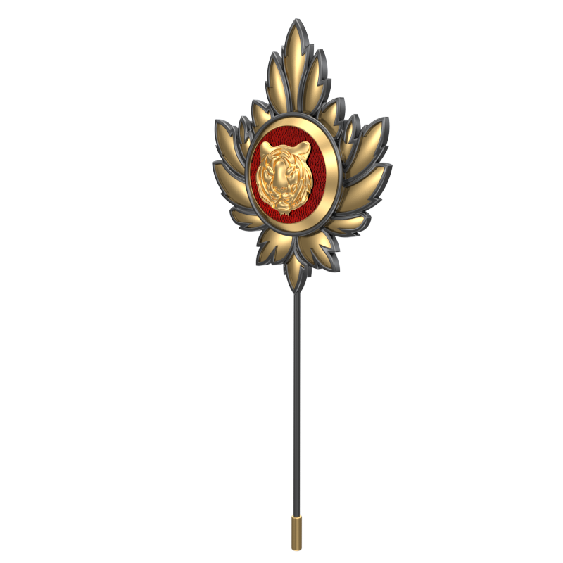 Tiger, Mapel Wild Lapel with 18kt Gold & Black Ruthenium Plating on Brass.