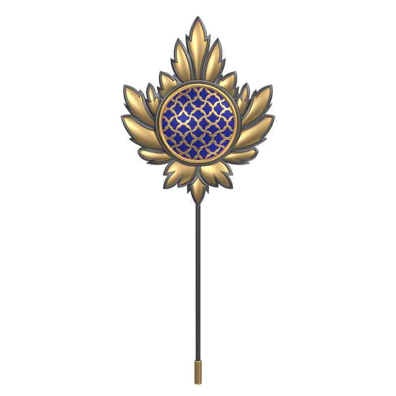 Enchanted , Maple Classic Lapel with 18kt Gold & Black Ruthenium Plating and Enamel on Brass.