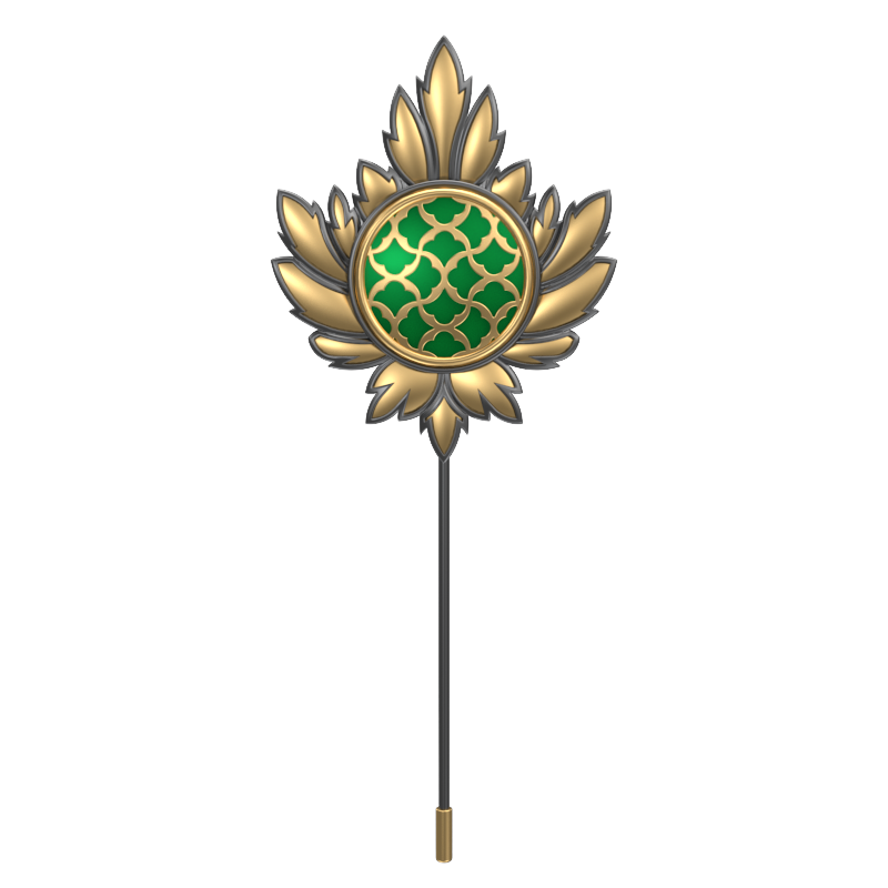 Enchanted , Maple Classic Lapel with 18kt Gold & Black Ruthenium Plating and Enamel on Brass.