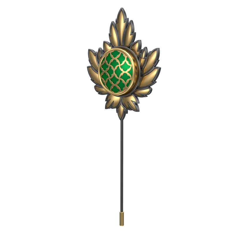 Enchanted , Maple Classic Lapel with 18kt Gold & Black Ruthenium Plating and Enamel on Brass.