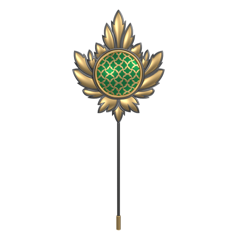 Enchanted , Maple Classic Lapel with 18kt Gold & Black Ruthenium Plating and Enamel on Brass.