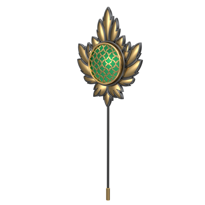 Enchanted , Maple Classic Lapel with 18kt Gold & Black Ruthenium Plating and Enamel on Brass.