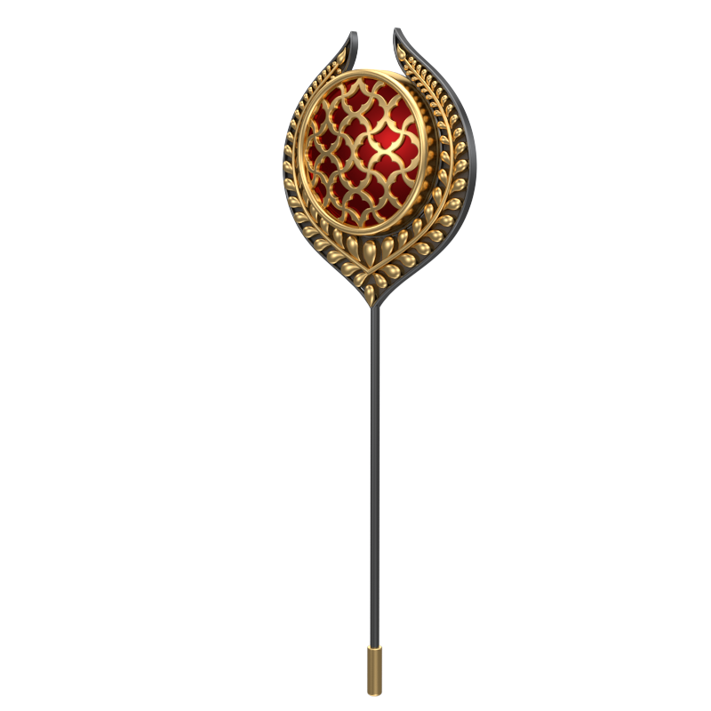 Enchanted , Leaf Classic Lapel with 18kt Gold & Black Ruthenium Plating and Enamel on Brass.