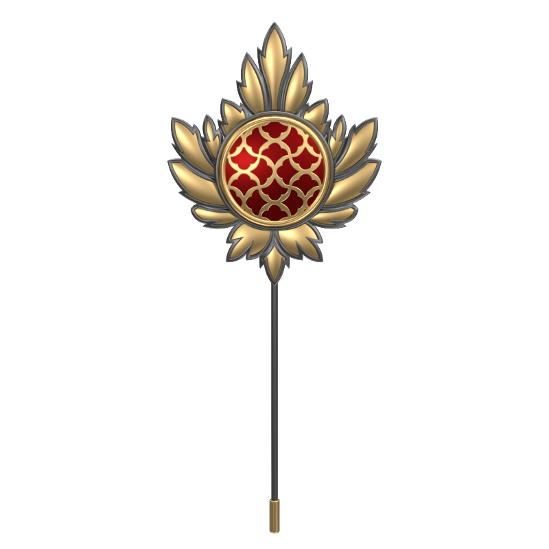 Enchanted , Maple Classic Lapel with 18kt Gold & Black Ruthenium Plating and Enamel on Brass.