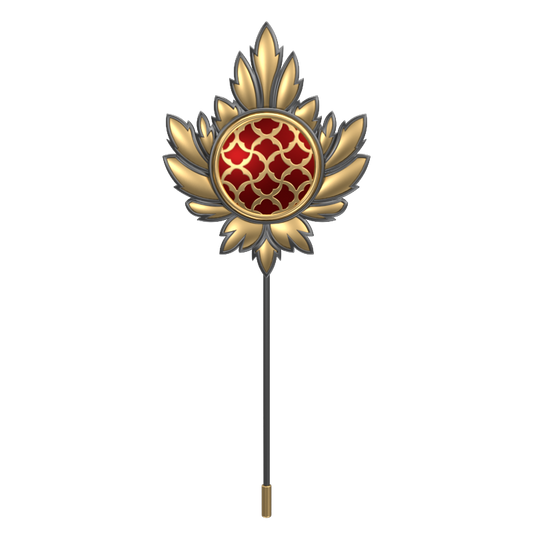 Enchanted , Maple Classic   Lapel with 18kt Gold & Black Ruthenium Plating and Enamel on Brass.