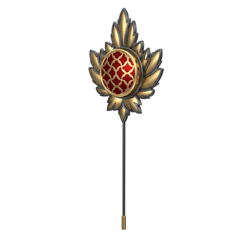Enchanted , Maple Classic Lapel with 18kt Gold & Black Ruthenium Plating and Enamel on Brass.