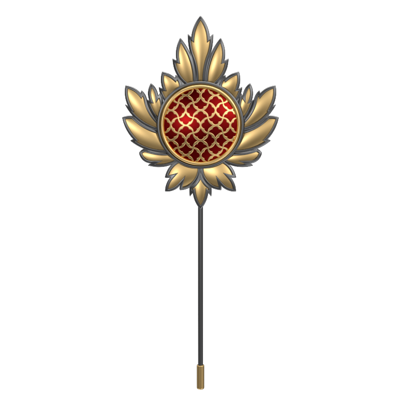 Enchanted , Maple Classic Lapel with 18kt Gold & Black Ruthenium Plating and Enamel on Brass.