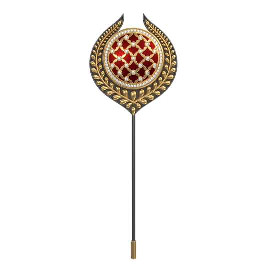 Enchanted Luxe, Leaf Classic Lapel with CZ Diamonds, 18kt Gold & Black Ruthenium Plating and Enamel on Brass.