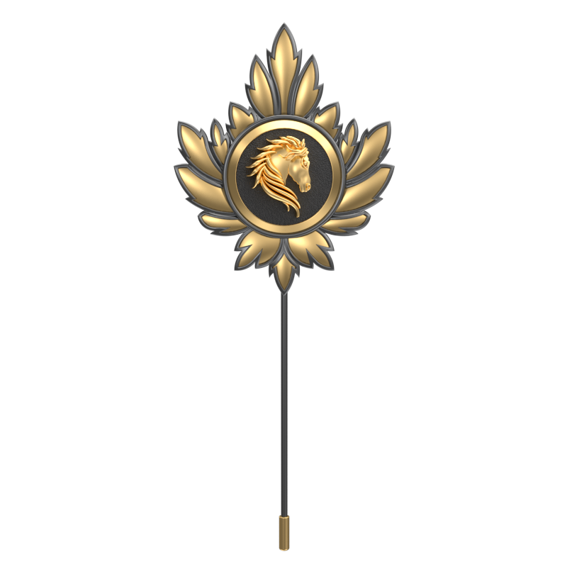 Horse, Mapel Wild Lapel with 18kt Gold & Black Ruthenium Plating on Brass.