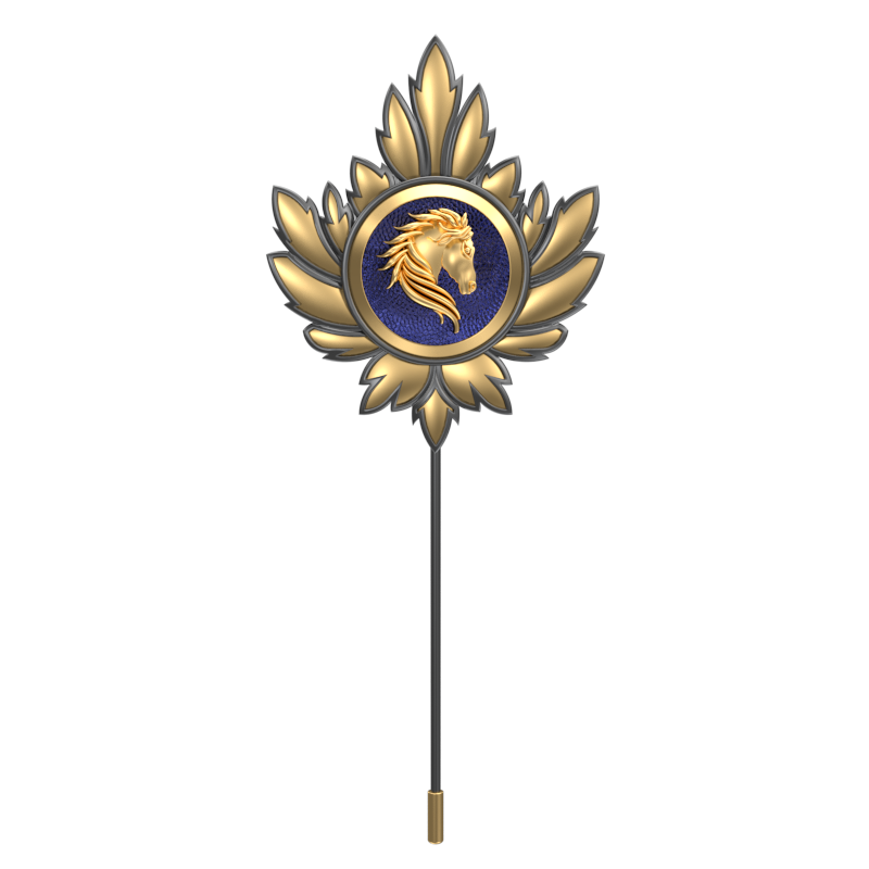 Horse, Mapel Wild Lapel with 18kt Gold & Black Ruthenium Plating on Brass.