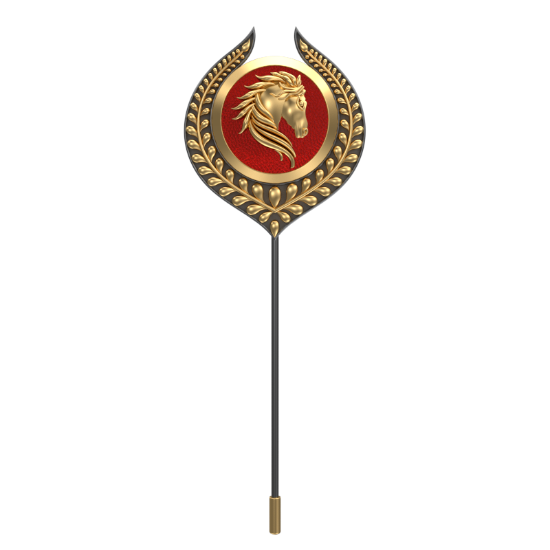 Horse, Leaf Wild Lapel with 18kt Gold & Black Ruthenium Plating on Brass.
