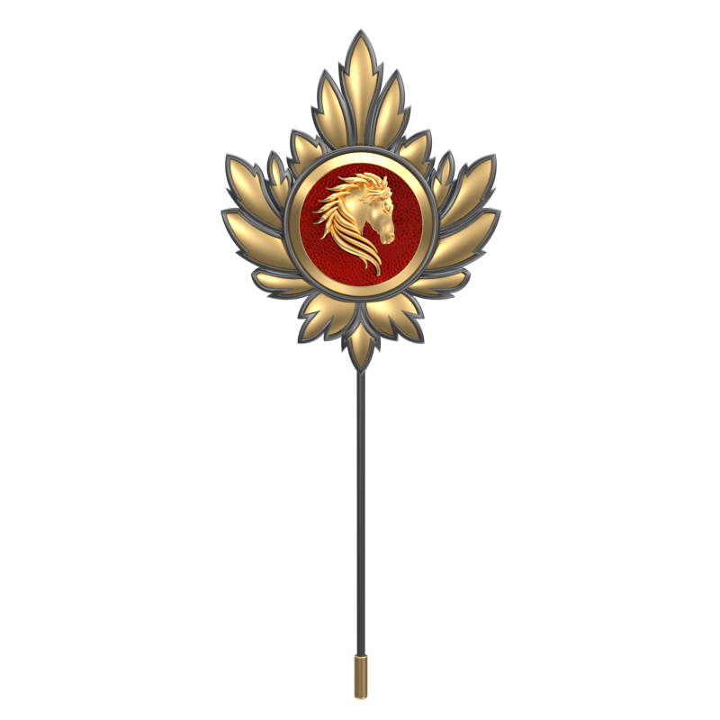 Horse, Mapel Wild Lapel with 18kt Gold & Black Ruthenium Plating on Brass.