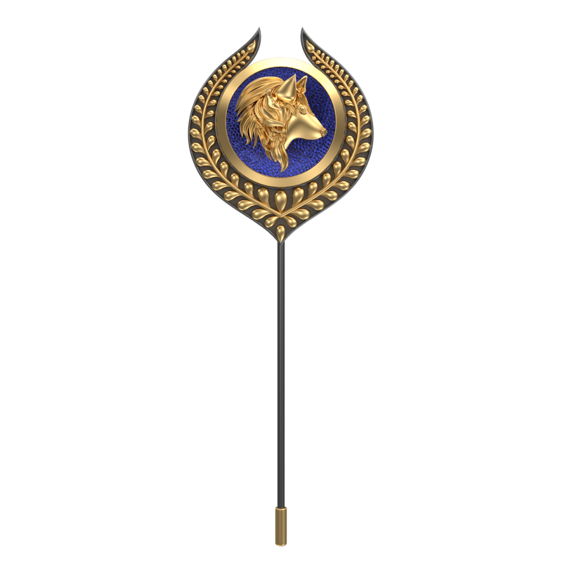 Wolf, Leaf Wild Lapel with 18kt Gold & Black Ruthenium Plating on Brass.
