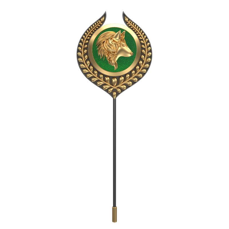 Wolf, Leaf Wild Lapel with 18kt Gold & Black Ruthenium Plating on Brass.