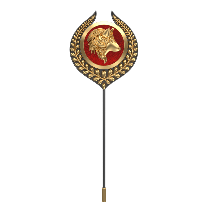Wolf, Leaf Wild Lapel with 18kt Gold & Black Ruthenium Plating on Brass.