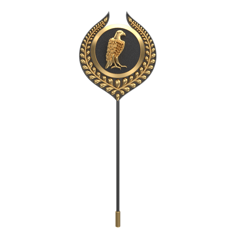 Falcon, Leaf Wild Lapel with 18kt Gold & Black Ruthenium Plating on Brass.