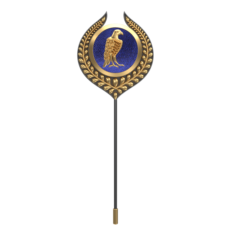 Falcon, Leaf Wild Lapel with 18kt Gold & Black Ruthenium Plating on Brass.