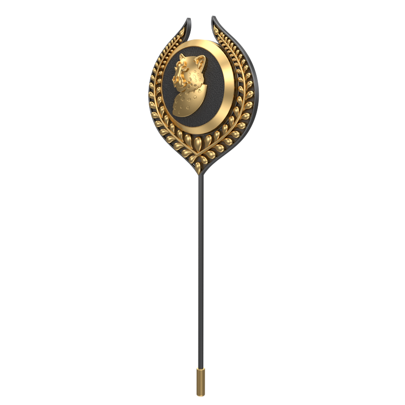 Leopard, Leaf Wild Lapel with 18kt Gold & Black Ruthenium Plating and Enamel on Brass.