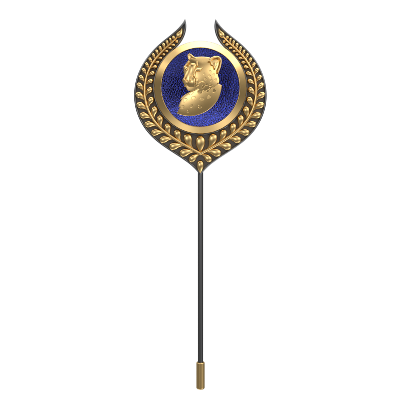 Leopard, Leaf Wild Lapel with 18kt Gold & Black Ruthenium Plating and Enamel on Brass.