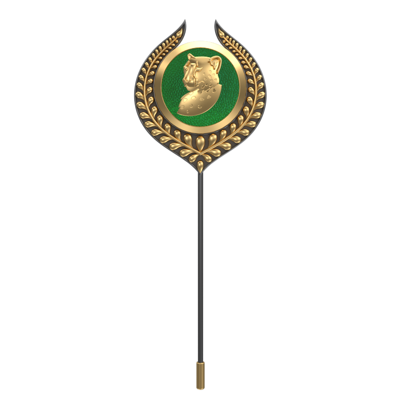 Leopard, Leaf Wild Lapel with 18kt Gold & Black Ruthenium Plating and Enamel on Brass.
