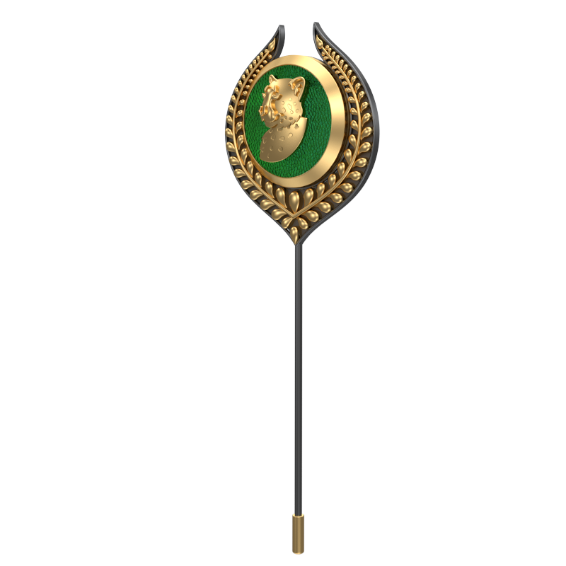 Leopard, Leaf Wild Lapel with 18kt Gold & Black Ruthenium Plating and Enamel on Brass.