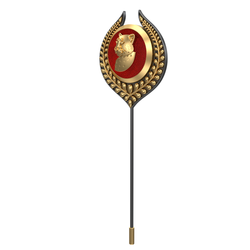 Leopard, Leaf Wild Lapel with 18kt Gold & Black Ruthenium Plating and Enamel on Brass.