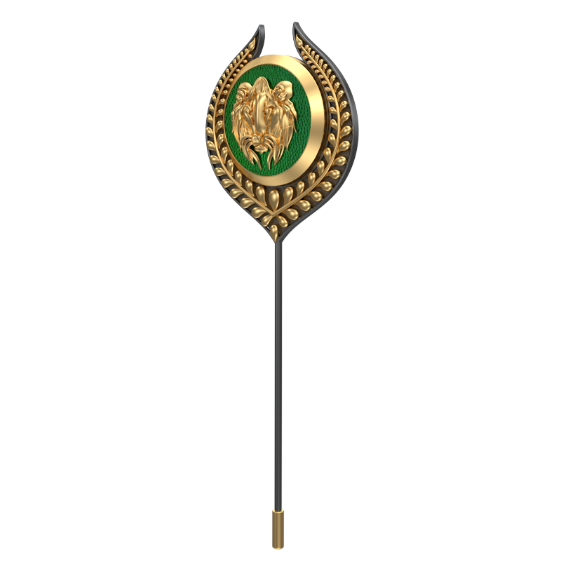 Lion, Leaf Wild Lapel with 18kt Gold & Black Ruthenium Plating on Brass.