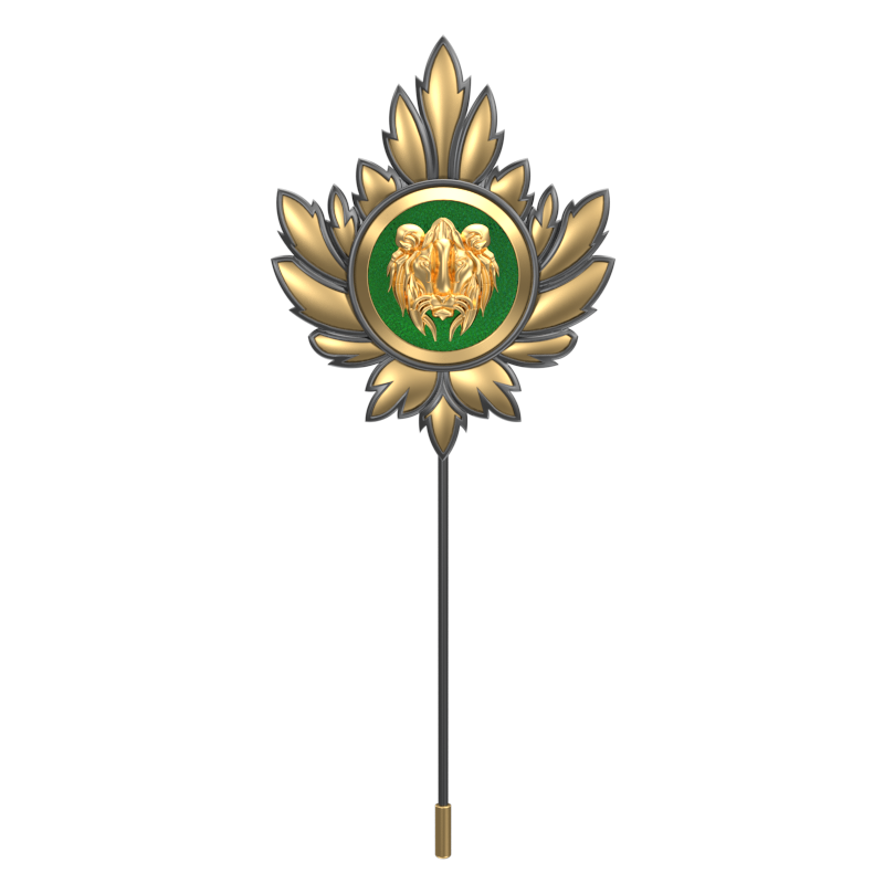 Lion, Mapel Wild Lapel with 18kt Gold & Black Ruthenium Plating on Brass.