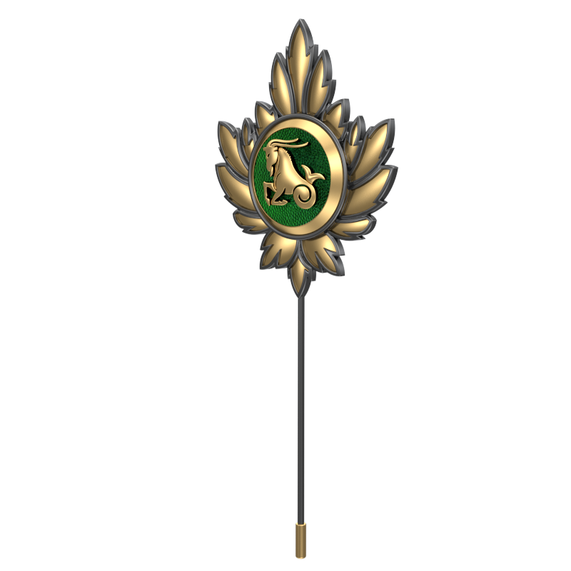 Capricorn Zodiac, Maple Constellation Lapel with 18kt Gold & Black Ruthenium Plating and Enamel on Brass.