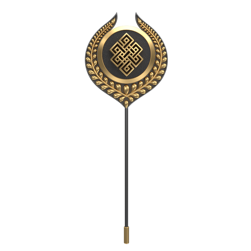 Infinity, Leaf Spiritual Lapel with 18kt Gold & Black Ruthenium Plating on Brass.