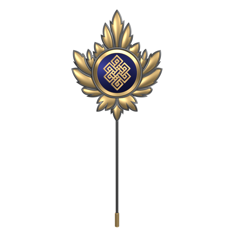 Infinity, Maple Spiritual Lapel with 18kt Gold & Black Ruthenium Plating on Brass.