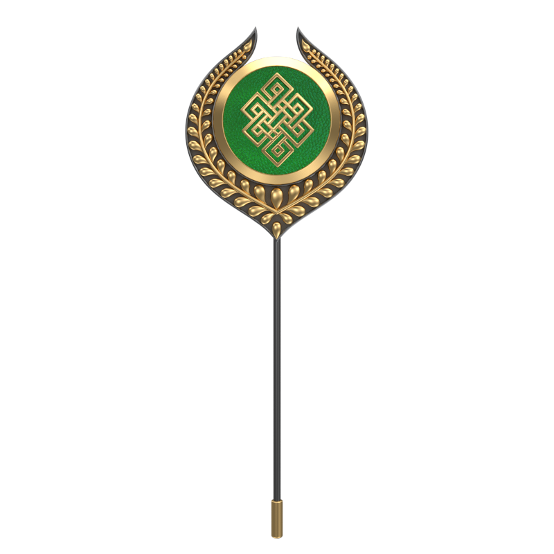 Infinity, Leaf Spiritual Lapel with 18kt Gold & Black Ruthenium Plating on Brass.