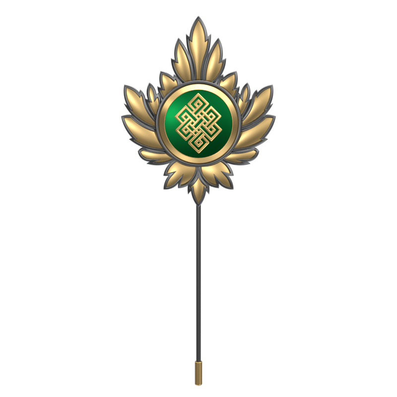 Infinity, Maple Spiritual Lapel with 18kt Gold & Black Ruthenium Plating on Brass.