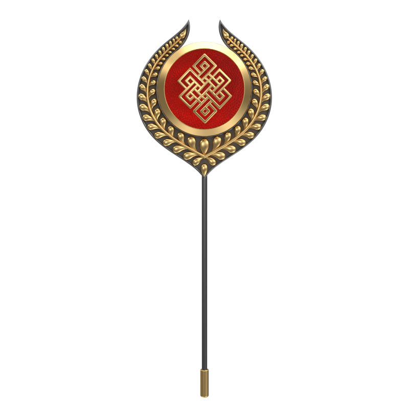 Infinity, Leaf Spiritual Lapel with 18kt Gold & Black Ruthenium Plating on Brass.